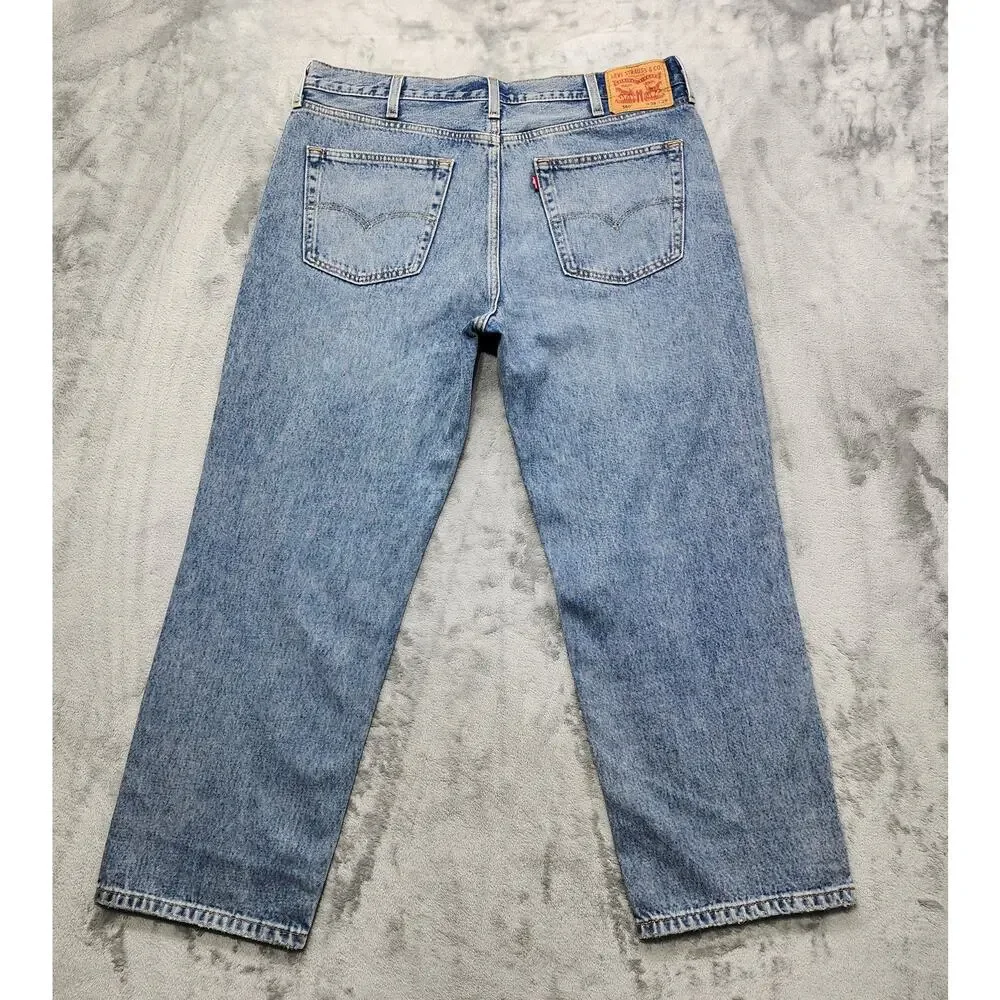 Levi's Jeans Mens W38 L29 Blue 550 Distressed Relaxed Tapered Fit Straight‎ Leg_3